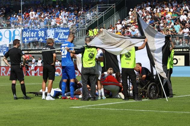 31 08 2024, Football, Men, 2 Bundesliga, Season 2024 2025, SV 07 Elversberg SV Darmstadt 98, Florian Le Joncour SV 07 Elversberg injured Elversberg Ursapharm Arena an der Kaiserlinde Saarland Germany EN Copyright: xSebastianxBachx