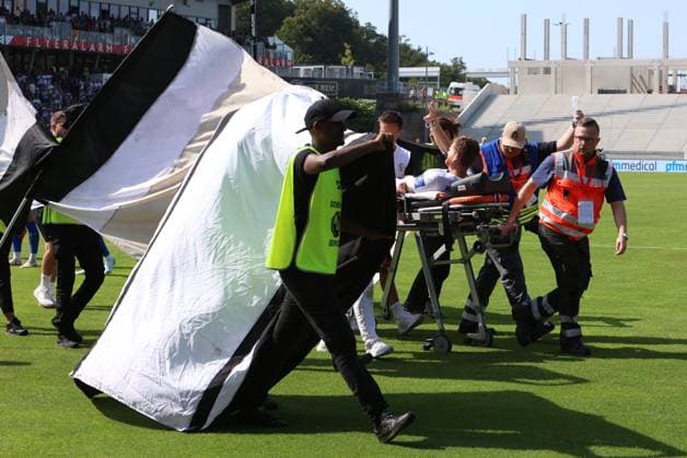 31 08 2024, Football, Men, 2 Bundesliga, Season 2024 2025, SV 07 Elversberg SV Darmstadt 98, Florian Le Joncour SV 07 Elversberg injured Elversberg Ursapharm Arena an der Kaiserlinde Saarland Germany EN Copyright: xSebastianxBachx