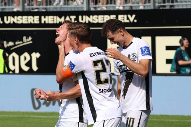 31 08 2024, Soccer, Men, 2 Bundesliga, Season 2024 2025, SV 07 Elversberg SV Darmstadt 98, Goal celebration to 5 0, Scorer Elias Baum SV 07 Elversberg Elversberg Ursapharm Arena an der Kaiserlinde Saarland Germany EN Copyright: xSebastianxBachx