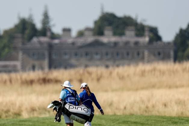 2024 KPMG Women s Irish Open - Pro Am, Carton House, Kildare 31 8 2024 Leona Maguire and her caddie Verners Tess make their way to the 17th green Leona Maguire and her caddie Verners Tess make their way to the 17th green 31 8 2024  Copyright: x INPHO BenxBradyx BB4_3976