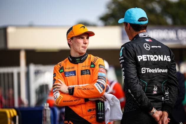 81 Oscar Piastri AUS, McLaren Formula 1 Team , 63 George Russell GBR, Mercedes AMG Petronas F1 Team , F1 Grand Prix of Italy at Autodromo Nazionale Monza on August 31, 2024 in Monza, Italy Photo by HOCH ZWEI Monza Italy