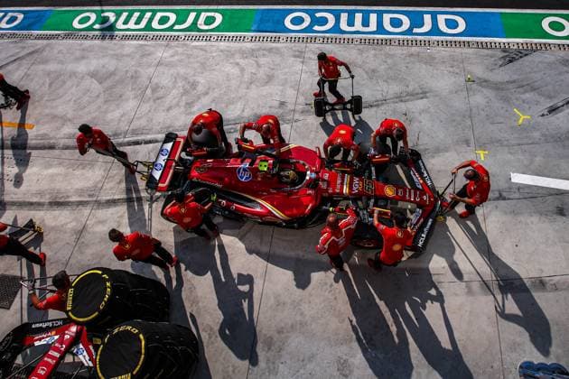 55 Carlos Sainz ESP, Scuderia Ferrari HP , F1 Grand Prix of Italy at Autodromo Nazionale Monza on August 31, 2024 in Monza, Italy Photo by HOCH ZWEI Monza Italy