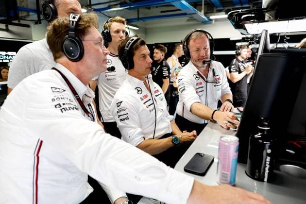 Ola Källenius SWE, Chairman of the Board of Management of Mercedes Benz Group AG , Toto Wolff AUT, Mercedes AMG Petronas F1 Team , F1 Grand Prix of Italy at Autodromo Nazionale Monza on August 31, 2024 in Monza, Italy Photo by HOCH ZWEI Monza Italy