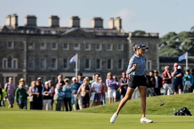 2024 KPMG Women s Irish Open - Pro Am, Carton House, Kildare 31 8 2024 Pauline Roussin-Bouchard celebrates a birdie on the 18th Pauline Roussin-Bouchard celebrates a birdie on the 18th 31 8 2024  Copyright: x INPHO BenxBradyx BB_10479