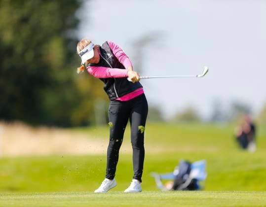 31st August 2024; The O& x2019;Meara Course at Carton House, Maynooth, County Kildare, Ireland; KPMG Womens Irish Open Golf, Round 3; Luna Sobron Galmes (ESP) tees off on the 2nd hole  ActionPlus12688240 PeterxFitzpatrick
