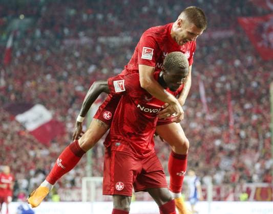 2 1 FCK by Aaron Opoku 17, FC Kaiserslautern 31 08 2024, Football, 2 Bundesliga, FC Kaiserslautern Hertha BSC Berlin, Matchday 4, Season 2024 25, Fritz Walter Stadion, Kaiserslautern, Germany, zmdz, DFB DFL regulations prohibit any use of photographs as image sequences and or quasi video FC Kaiserslautern Hertha BSC Berlin