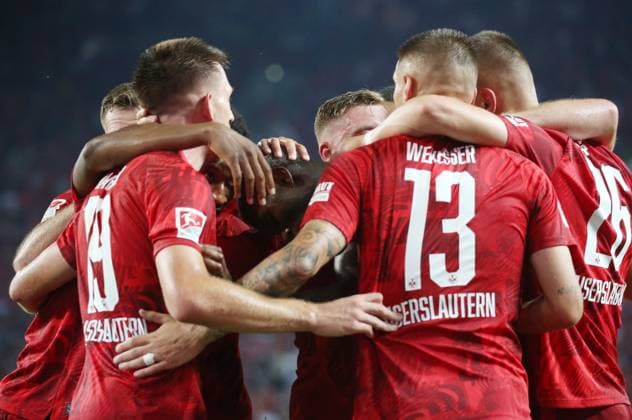 2 1 FCK by Aaron Opoku 17, FC Kaiserslautern 31 08 2024, Football, 2 Bundesliga, FC Kaiserslautern Hertha BSC Berlin, Matchday 4, Season 2024 25, Fritz Walter Stadion, Kaiserslautern, Germany, zmdz, DFB DFL regulations prohibit any use of photographs as image sequences and or quasi video FC Kaiserslautern Hertha BSC Berlin