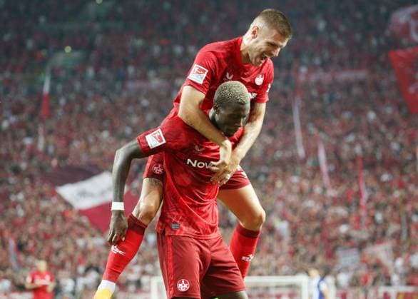 2 1 FCK by Aaron Opoku 17, FC Kaiserslautern 31 08 2024, Football, 2 Bundesliga, FC Kaiserslautern Hertha BSC Berlin, Matchday 4, Season 2024 25, Fritz Walter Stadion, Kaiserslautern, Germany, zmdz, DFB DFL regulations prohibit any use of photographs as image sequences and or quasi video FC Kaiserslautern Hertha BSC Berlin