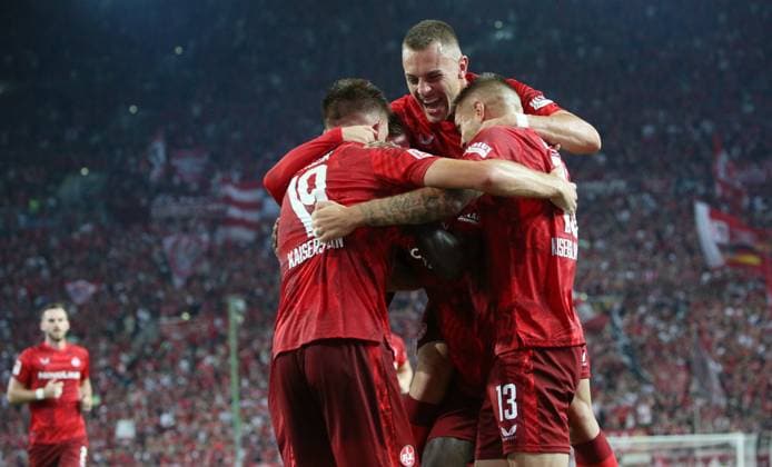 2 1 FCK by Aaron Opoku 17, FC Kaiserslautern 31 08 2024, Football, 2 Bundesliga, FC Kaiserslautern Hertha BSC Berlin, Matchday 4, Season 2024 25, Fritz Walter Stadion, Kaiserslautern, Germany, Photo Michael Deines PROMEDIAFOTO, DFB DFL regulations prohibit any use of photographs as image sequences and or quasi video FC Kaiserslautern Hertha BSC Berlin
