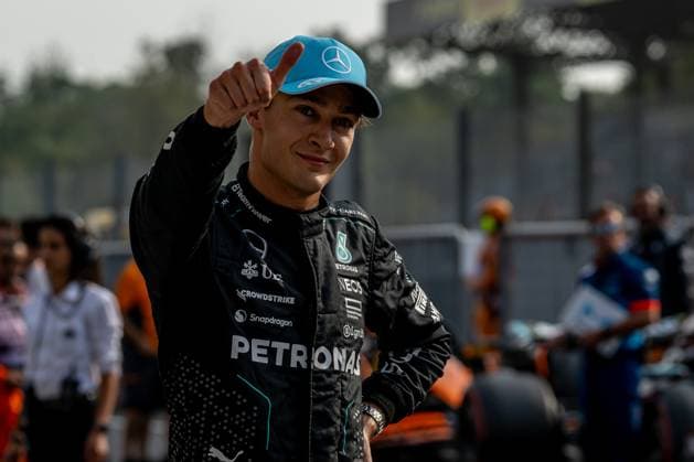 MONZA, ITALY: George Russell, racing for the Mercedes F1 team during the 2024 Formula 1 Italian Grand Prix at the Monza Circuit in Monza, Italy