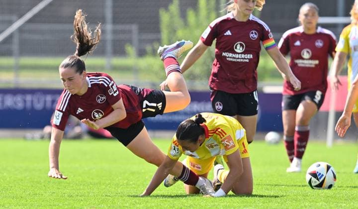 01 09 2024 Soccer Season 2024 2025 2 Women Soccer Bundesliga 01 Matchday 1 FC Nürnberg FCN Club Clubfrauen FC Union Berlin FCU SVW Sportfoto Zink xwoxzix Jonna Brengel 17, 1 FC Nürnberg FCN Athanasia Moraitou 77, 1 FC Union Berlin