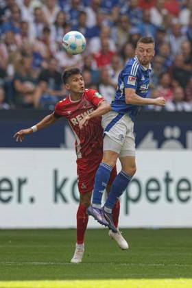Gelsenkirchen, Germany, 01 09 24 Dejan Ljubicic 1 FC Koeln and Tobias Mohr FC Schalke 04 battle for the ball during the 2 Bundesliga match between FC Schalke 04 vs 1 FC Köln at Veltins Arena on September 01, 2024 in Gelsenkirchen, Germany Photo by Stefan Brauer Brauer Fotoagentur Gelsenkirchen, Germany, 01 09 24 Dejan Ljubicic 1 FC Koeln and Tobias Mohr FC Schalke 04 battle for the ball during the 2 Bundesliga match between FC Schalke 04 vs 1 FC Köln at Veltins Arena on September 1, 2024 in Gelsenkirchen, Germany Photo by Stefan Brauer Brauer Fotoagentur Gelsenkirchen Veltins Arena Germany Copyright: xStefanxBrauer Brauer-Fotoagenturx