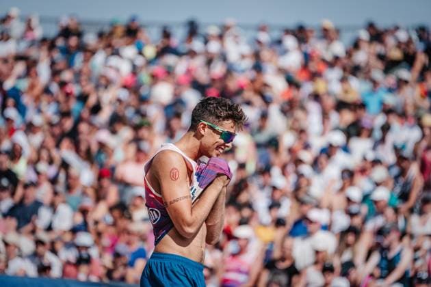 Beach volleyball men Allianz German Beach Tour German Beach Volleyball Championship 2024 01 09 2024 Lui Wüst annoys Timmendorfer Strand Ahmann Hager Arena Schleswig Holstein Germany