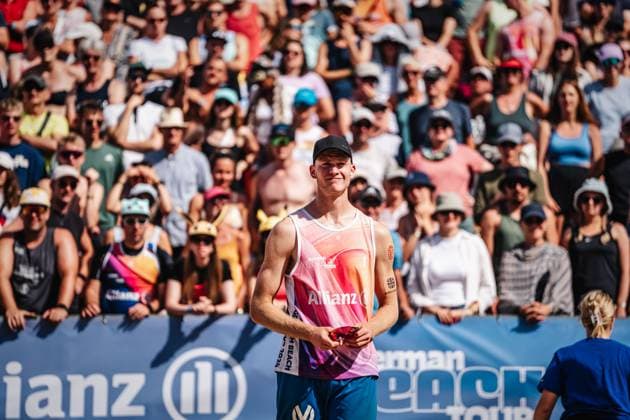 Beach volleyball men Allianz German Beach Tour German Beach Volleyball Championship 2024 01 09 2024 Philipp Huster Timmendorfer Strand Ahmann Hager Arena Schleswig Holstein Germany