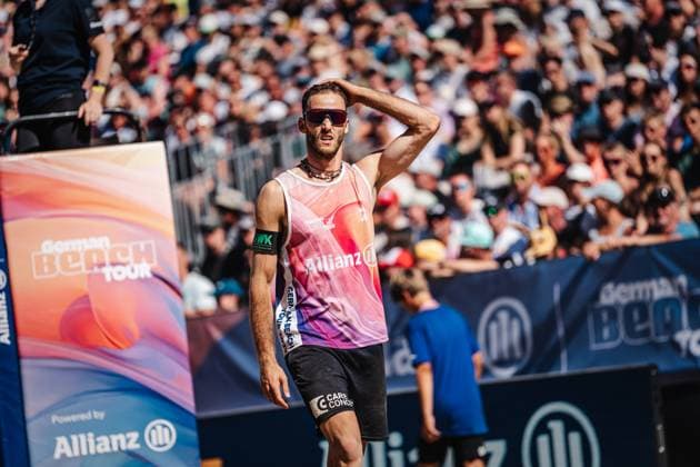 Beach volleyball men Allianz German Beach Tour German Beach Volleyball Championship 2024 01 09 2024 Clemens Wickler surprises Timmendorfer Strand Ahmann Hager Arena Schleswig Holstein Germany