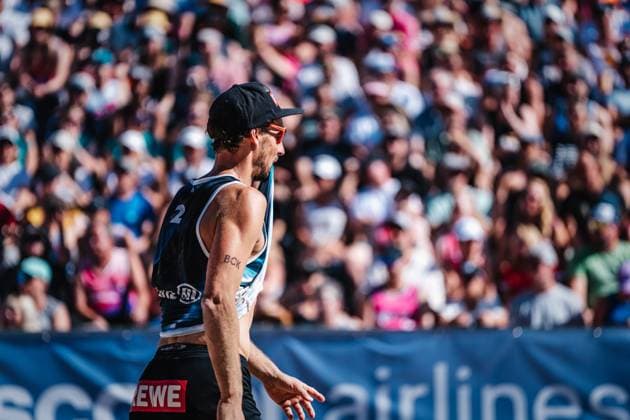 Beach volleyball men Allianz German Beach Tour German Beach Volleyball Championship 2024 01 09 2024 Nejc Zemljak Timmendorfer Strand Ahmann Hager Arena Schleswig Holstein Germany