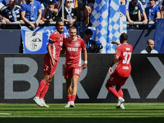 Damion Downs 1 FC Koeln celebrates after scoring his team™s first goal with teammates during the 2 Bundesliga match between FC Schalke 04 and 1 FC Köln at the Veltins Arena on September 01, 2024 in Gelsenkirchen, Germany, Germany Photo by Ralf Treese DeFodi Images Damion Downs 1 FC Koeln celebrates after scoring his team™s first goal with teammates during the 2 Bundesliga match between FC Schalke 04 and 1 FC Köln at Veltins Arena on September 1, 2024 in Gelsenkirchen, Germany Photo by Ralf Treese DeFodi Images DFB DFL REGULATIONS PROHIBIT ANY USE OF PHOTOGRAPHS AS IMAGE SEQUENCES AND OR QUASI VIDEO Defodi 521 S04KOE20240901 013 Defodi-521 DFB DFL REGULATIONS PROHIBIT ANY USE OF PHOTOGRAPHS AS IMAGE SEQUENCES AND OR QUASI-VIDEO.