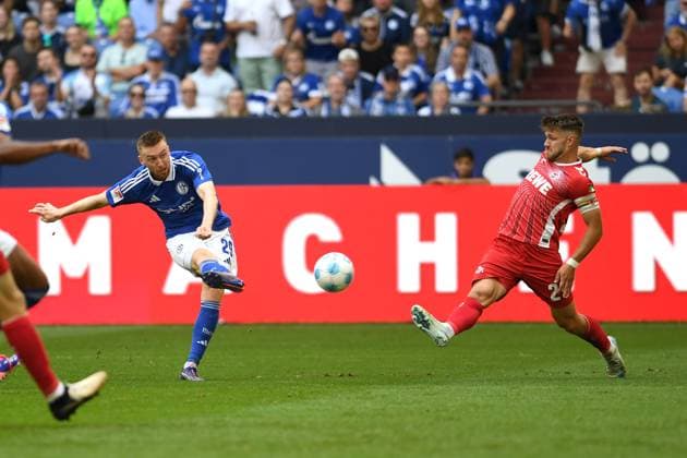 Tobias Mohr FC Schalke 04 and Jan Thielmann 1 FC Koeln battle for the ball during the 2 Bundesliga match between FC Schalke 04 and 1 FC Koeln at the Veltins Arena on September 01, 2024 in Gelsenkirchen, Germany, Germany Photo by Ralf Treese DeFodi Images Tobias Mohr FC Schalke 04 and Jan Thielmann 1 FC Koeln battle for the ball during the 2 Bundesliga match between FC Schalke 04 and 1 FC Köln at Veltins Arena on September 1, 2024 in Gelsenkirchen, Germany Photo by Ralf Treese DeFodi Images DFB DFL REGULATIONS PROHIBIT ANY USE OF PHOTOGRAPHS AS IMAGE SEQUENCES AND OR QUASI VIDEO Defodi 521 S04KOE20240901 014 Defodi-521 DFB DFL REGULATIONS PROHIBIT ANY USE OF PHOTOGRAPHS AS IMAGE SEQUENCES AND OR QUASI-VIDEO.