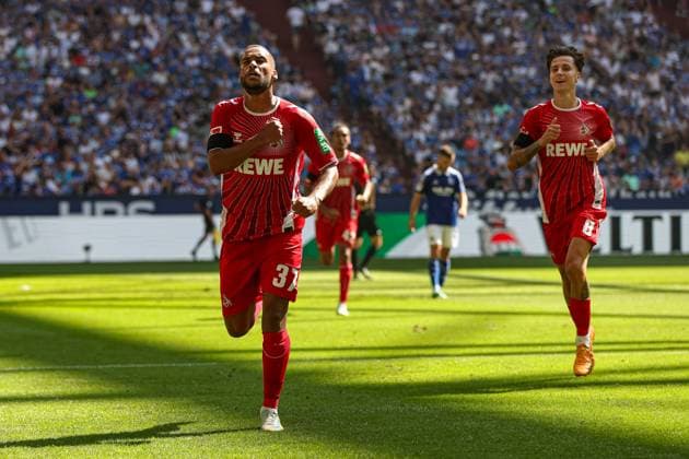 Gelsenkirchen, Germany, 01 09 24 Linton Maina 1 FC Koeln celebrates after scoring his team s second goal during the 2 Bundesliga match between FC Schalke 04 vs 1 FC Köln at Veltins Arena on September 01, 2024 in Gelsenkirchen, Germany Photo by Stefan Brauer Brauer Fotoagentur Gelsenkirchen, Germany, 01 09 24 Linton Maina 1 FC Koeln celebrates after scoring his team s second goal during the 2 Bundesliga match between FC Schalke 04 vs 1 FC Köln at Veltins Arena on September 1, 2024 in Gelsenkirchen, Germany Photo by Stefan Brauer Brauer Fotoagentur Gelsenkirchen Veltins Arena Germany Copyright: xStefanxBrauer Brauer-Fotoagenturx