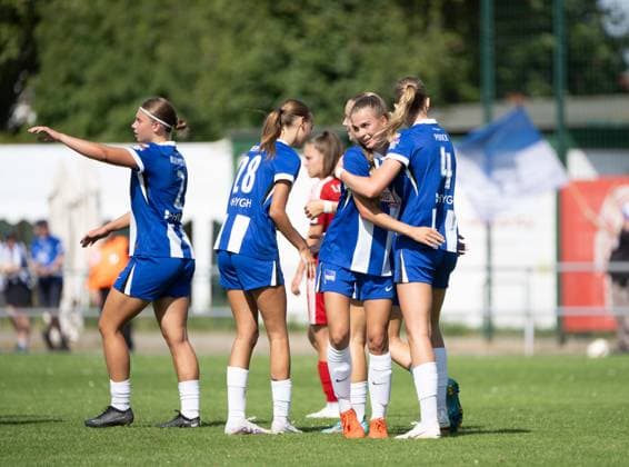 Soccer, Women, Regionalliga Nordost, Season 2024 2025 2 Matchday , 1 FC Union Berlin II Hertha BSC, Hertha cheer after the goal to 3 0, 01 09 2024, Copyright: xMatthiasxKochx