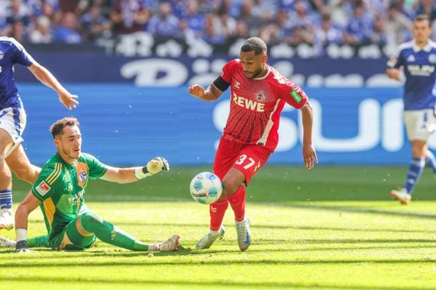 01 09 2024, Football, Season 2024 2025, 2 Bundesliga, Matchday 4, FC Schalke 04 1 FC Köln, Linton Maina 1 FC Köln scores the goal to make it 0 - 2 Gelsenkirchen Veltins Arena NRW Germany xRHR PHOTO TRx Copyright: TimxRehbein RHR-FOTOx RHR-FOTO TR