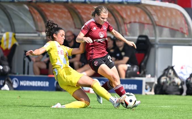 01 09 2024 Soccer Season 2024 2025 2 Women Soccer Bundesliga 01 Matchday 1 FC Nürnberg FCN Club Clubfrauen FC Union Berlin FCU SVW Sportfoto Zink xwoxzix Fatma Sakar 24, 1 FC Union Berlin Nastassja Lein 24, 1 FC Nürnberg FCN