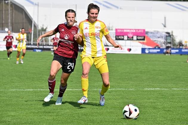 01 09 2024 Soccer Season 2024 2025 2 Women Soccer Bundesliga 01 Matchday 1 FC Nürnberg FCN Club Clubfrauen FC Union Berlin FCU SVW Sportfoto Zink xwoxzix Nastassja Lein 24, 1 FC Nürnberg FCN Marie Christin Becker 4, 1 FC Union Berlin