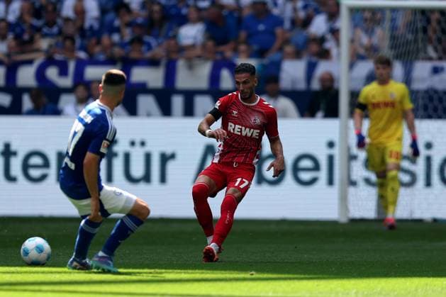 Adrian Gantenbein FC Schalke 04 and Leart Pacarada 1 FC Köln at the match of the 2 BL season 2024 25 FC Schalke 04 1 FC Köln Copyright Thomas Pakusch