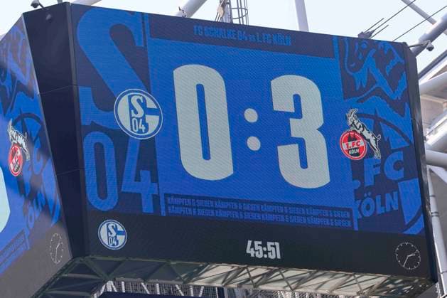 The scoreboard shows a 3 0 lead for 1 FC Köln after around 46 minutes, 2 Bundesliga, FC Schalke 04 vs 1 FC Köln, Veltins Arena, September 1, 2024 in Gelsenkirchen, Germany Photo by Marco Steinbrenner DeFodi Images The scoreboard shows a 3 0 lead for 1 FC Köln after around 46 minutes, 2 Bundesliga, FC Schalke 04 vs 1 FC Köln, Veltins Arena, September 1, 2024 in Gelsenkirchen, Germany Photo by Marco Steinbrenner DeFodi Images DFB DFL REGULATIONS PROHIBIT ANY USE OF PHOTOGRAPHS AS IMAGE SEQUENCES AND OR QUASI VIDEO Defodi 700 schalke koeln 20240901 047 Defodi-700 DFB DFL REGULATIONS PROHIBIT ANY USE OF PHOTOGRAPHS AS IMAGE SEQUENCES AND OR QUASI-VIDEO.