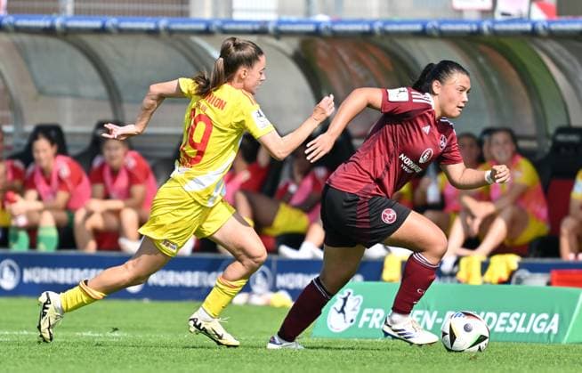 01 09 2024 Soccer Season 2024 2025 2 Women Soccer Bundesliga 01 Matchday 1 FC Nürnberg FCN Club Clubfrauen FC Union Berlin FCU SVW Sportfoto Zink xwoxzix Sophie Trojahn 19, 1 FC Union Berlin Clara Fröhlich 5, 1 FC Nürnberg FCN