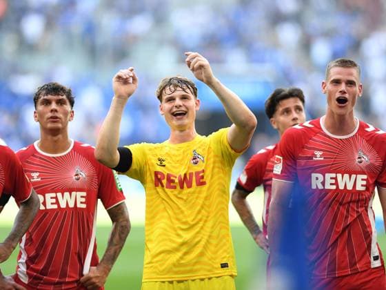 Julian Pauli 1 FC Koeln , Goalkeeper Jonas Urbig 1 FC Koeln and Steffen Tigges 1 FC Koeln celebrate, celebrates, celebrating during the 2 Bundesliga match between FC Schalke 04 and 1 FC Köln at Veltins Arena on September 01, 2024 in Gelsenkirchen, Germany Photo by Ralf Treese DeFodi Images Julian Pauli 1 FC Koeln , Goalkeeper Jonas Urbig 1 FC Koeln and Steffen Tigges 1 FC Koeln celebrate, celebrates, celebrating during the 2 Bundesliga match between FC Schalke 04 and 1 FC Köln at Veltins Arena on September 1, 2024 in Gelsenkirchen, Germany Photo by Ralf Treese DeFodi Images DFB DFL REGULATIONS PROHIBIT ANY USE OF PHOTOGRAPHS AS IMAGE SEQUENCES AND OR QUASI VIDEO Defodi 521 S04KOE20240901 052 Defodi-521 DFB DFL REGULATIONS PROHIBIT ANY USE OF PHOTOGRAPHS AS IMAGE SEQUENCES AND OR QUASI-VIDEO.
