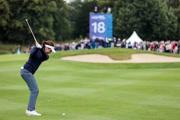 2024 KPMG Women s Irish Open - Pro Am, Carton House, Kildare 1 9 2024 Georgia Hall plays onto the 18th green Georgia Hall plays onto the 18th green 1 9 2024  Copyright: x INPHO BenxBradyx BB_11093