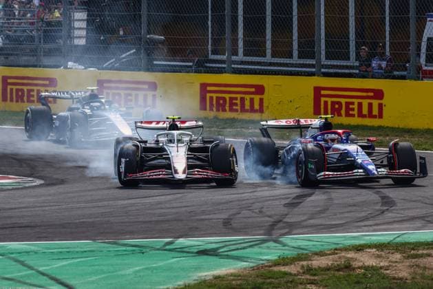 September 1, 2024, Monza, Italy: Nico Hulkenberg of Haas and Yuki Tsunoda of RB drive on the track during the Italian Formula One Grand Prix at Autodromo Nazionale Monza circuit, in Monza on September 1st, 2024. Monza Italy - ZUMAz156 0758581645st Copyright: xBeataxZawrzelx