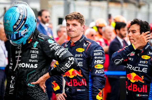 MONZA - (lr) Max Verstappen (Red Bull Racing), Sergio Perez (Red Bull Racing) are disappointed after the Italian Grand Prix at the Monza circuit. ANP SANDER KONING xVIxANPxSportx xxANPxIVx 507354551 originalFilename: 507354551.jpg