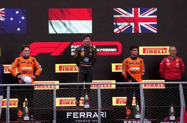 FORMULA 1 PIRELLI GRAN PREMIO D ITALIA 2024 01 09 2024, Autodromo Nazionale di Monza, Monza, FORMULA 1 PIRELLI GRAN PREMIO D ITALIA 2024 ,in the picture winner Charles Leclerc MCO , Scuderia Ferrari HP, 2nd place for Oscar Piastri AUS , McLaren F1 Team, 3rd place for Lando Norris GBR , Race Director Diego Ioverno Scuderia Ferrari nordphotoxGmbHx xBratic nph00250