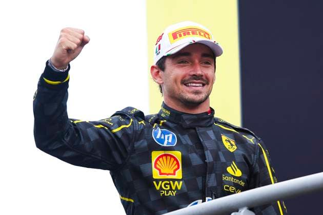 LECLERC Charles (mco), Scuderia Ferrari SF-24, portrait podium celebration during the Formula 1 Pirelli Gran Premio d’Italia 2024, Italian Grand Prix 2024, 16th round of the 2024 Formula One World Championship, WM, Weltmeisterschaft from August 30 to September 1, 2024 on the Autodromo Nazionale Monza, in Monza, Italy - F1 - ITALIAN GRAND PRIX 2024 DPPI Panoramic  240901_R16_ITALIA_DP_EA018263