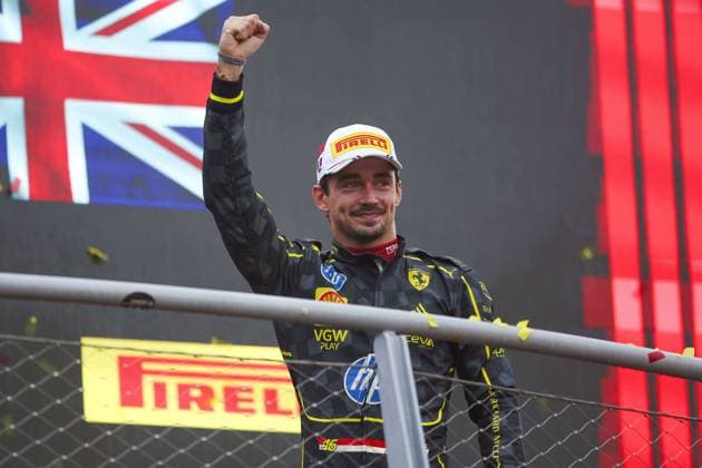 LECLERC Charles (mco), Scuderia Ferrari SF-24, portrait podium celebration during the Formula 1 Pirelli Gran Premio d’Italia 2024, Italian Grand Prix 2024, 16th round of the 2024 Formula One World Championship, WM, Weltmeisterschaft from August 30 to September 1, 2024 on the Autodromo Nazionale Monza, in Monza, Italy - F1 - ITALIAN GRAND PRIX 2024 DPPI Panoramic  240901_R16_ITALIA_DP_EA018847