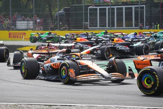 FORMULA 1 PIRELLI GRAN PREMIO D ITALIA 2024 01 09 2024, Autodromo Nazionale di Monza, Monza, FORMULA 1 PIRELLI GRAN PREMIO D ITALIA 2024 ,in the picture race start , Oscar Piastri AUS , McLaren F1 Team, Charles Leclerc MCO , Scuderia Ferrari HP, Mercedes AMG Petronas Formula One Team, Fernando Alonso ESP , Aston Martin Aramco Cognizant Formula One Team, Lewis Hamilton GBR , Max Verstappen NLD , Oracle Red Bull Racing, Sergio Perez MEX nordphotoxGmbHx xBratic nph00250