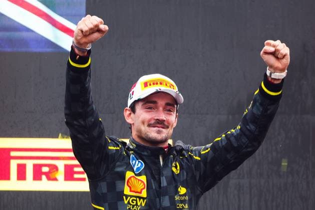 September 1, 2024, Monza, Italy: Charles Leclerc of Ferrari celebrates on the podium after winning the Italian Formula One Grand Prix at Autodromo Nazionale Monza circuit, in Monza on September 1st, 2024. Monza Italy - ZUMAz156 0758597066st Copyright: xBeataxZawrzelx