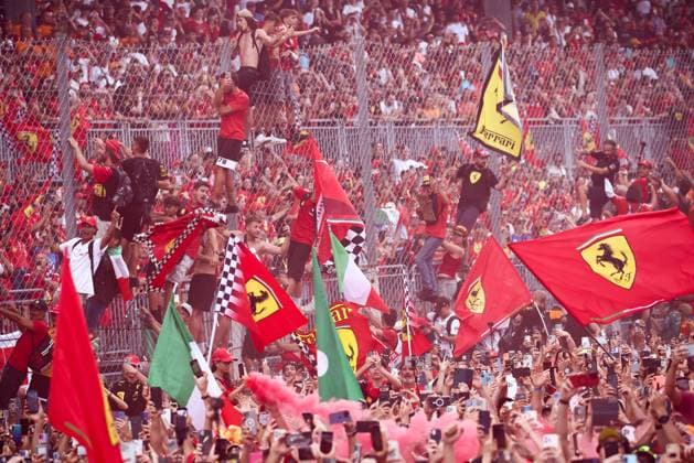 September 1, 2024, Monza, Italy: Tifosi celebrate after Charles Leclerc of Ferrari wins the Italian Formula One Grand Prix at Autodromo Nazionale Monza circuit, in Monza on September 1st, 2024. Monza Italy - ZUMAz156 0758597592st Copyright: xBeataxZawrzelx
