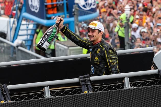 LECLERC Charles (mco), Scuderia Ferrari SF-24, portrait podium during the Formula 1 Pirelli Gran Premio d’Italia 2024, Italian Grand Prix 2024, 16th round of the 2024 Formula One World Championship, WM, Weltmeisterschaft from August 30 to September 1, 2024 on the Autodromo Nazionale Monza, in Monza, Italy - F1 - ITALIAN GRAND PRIX 2024 DPPI Panoramic  240901_R16_ITALIA_DP_0G7A7965