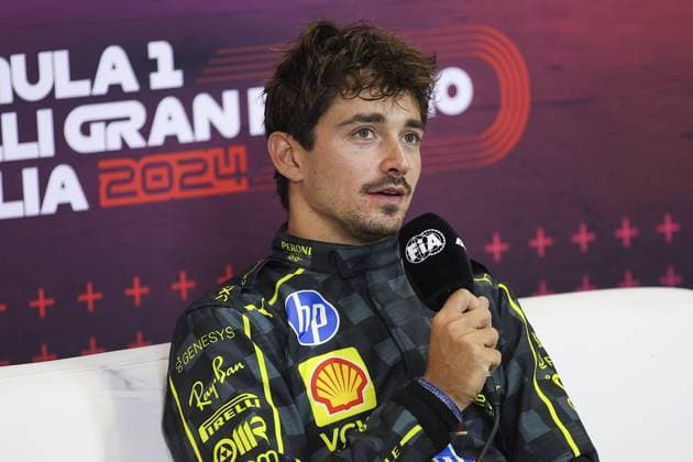 LECLERC Charles (mco), Scuderia Ferrari SF-24, portrait press conference, PK, Pressekonferenz during the Formula 1 Pirelli Gran Premio d’Italia 2024, Italian Grand Prix 2024, 16th round of the 2024 Formula One World Championship, WM, Weltmeisterschaft from August 30 to September 1, 2024 on the Autodromo Nazionale Monza, in Monza, Italy - F1 - ITALIAN GRAND PRIX 2024 DPPI Panoramic  240901_R16_ITALIA_DP_EA018979