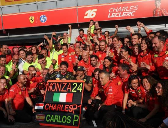 - Formula 1 - Formula 1 - Pirelli Gran Premio d Italia 2024 - Race Monza- F1 Italy Grand Prix 2024 Formula 1 Monza Formula 1 Race 2024 Team Ferrari 16 Charles Leclerc Team Scuderia Ferrari F1 55 Carlos Sainz Team Scuderia Ferrari F1 Monza Italy  Copyright: xIPAxSport ABACAx