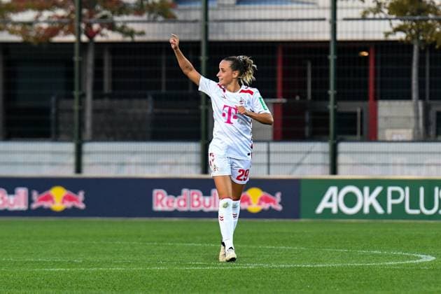 Soccer I Women I Season 2024 2025 I Bundesliga I 1 Matchday I RB Leipzig 1 FC Köln I 01 09 2024 Goal celebration Vanessa Leimenstoll 29, 1 FC Köln after the equalizer to 1 1 Crop, close-up, portrait, portrait, single photo, single image, body Leipzig RB Training Center, Cottaweg 7 Saxony Germany Copyright: xLobeca InesxHähnelx