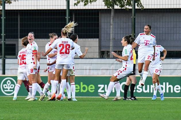 Soccer I Women I Season 2024 2025 I Bundesliga I 1 Matchday I RB Leipzig 1 FC Köln I 01 09 2024 Goal celebration for the women of 1 FC Köln after the draw against 1 1 Leipzig RB Training Center, Cottaweg 7 Saxony Germany Copyright: xLobeca InesxHähnelx