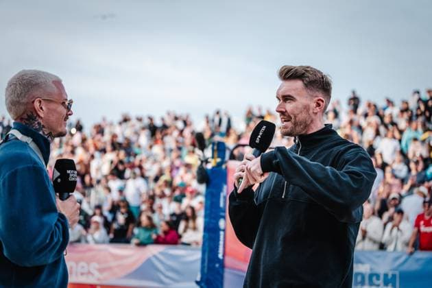 Beach volleyball women and men Allianz German Beach Tour German Beach Volleyball Championship 2024 01 09 2024 f l Dirk Funk and Alexander Walkenhorst Timmendorfer Strand Ahmann Hager Arena Schleswig Holstein Germany