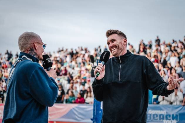 Beach volleyball women and men Allianz German Beach Tour German Beach Volleyball Championship 2024 01 09 2024 f l Dirk Funk and Alexander Walkenhorst Timmendorfer Strand Ahmann Hager Arena Schleswig Holstein Germany