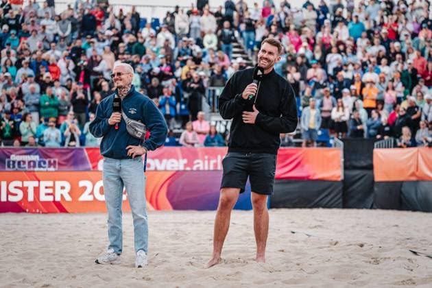 Beach volleyball women and men Allianz German Beach Tour German Beach Volleyball Championship 2024 01 09 2024 f l Dirk Funk and Alexander Walkenhorst Timmendorfer Strand Ahmann Hager Arena Schleswig Holstein Germany