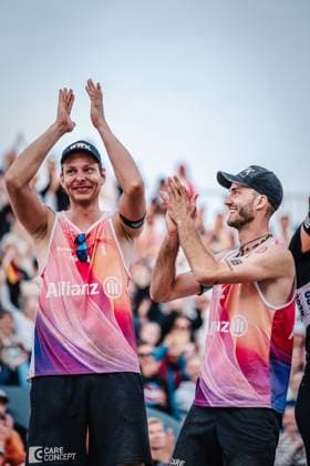 Beach volleyball women and men Allianz German Beach Tour German Beach Volleyball Championship 2024 01 09 2024 v l Nils Ehlers and Clemens Wickler win the German Championships Timmendorfer Strand Ahmann Hager Arena Schleswig Holstein Germany
