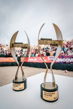 Beach volleyball women and men Allianz German Beach Tour German Beach Volleyball Championship 2024 01 09 2024 Symbolic image of the German Beach Tour trophies Timmendorfer Strand Ahmann Hager Arena Schleswig Holstein Germany